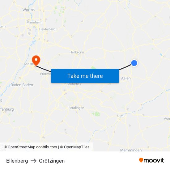 Ellenberg to Grötzingen map