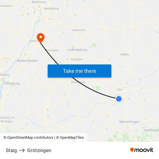 Staig to Grötzingen map