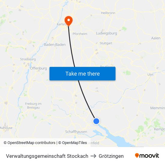 Verwaltungsgemeinschaft Stockach to Grötzingen map