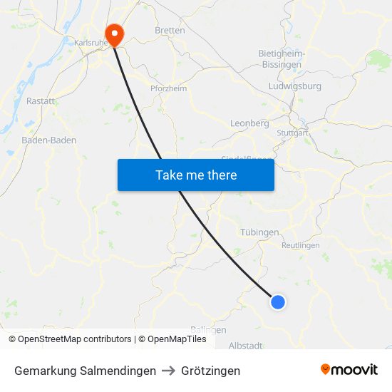 Gemarkung Salmendingen to Grötzingen map