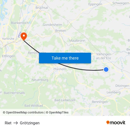 Riet to Grötzingen map