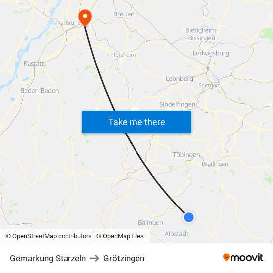 Gemarkung Starzeln to Grötzingen map