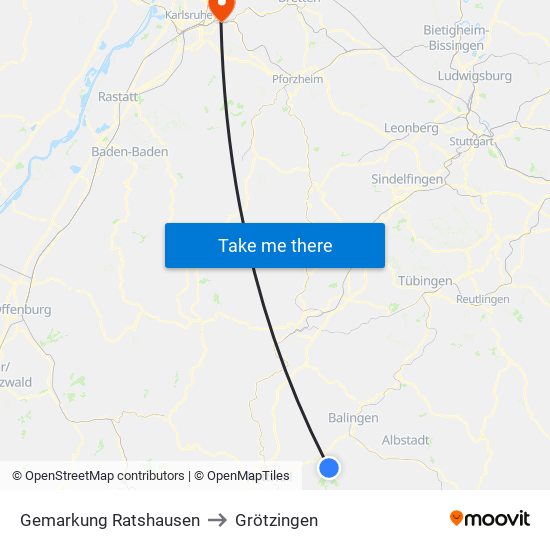 Gemarkung Ratshausen to Grötzingen map