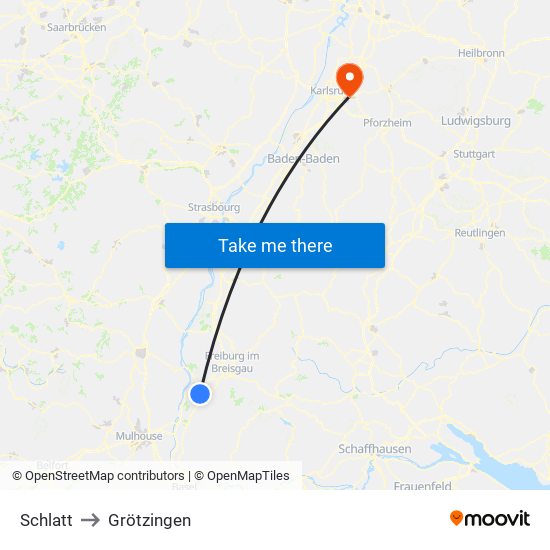 Schlatt to Grötzingen map