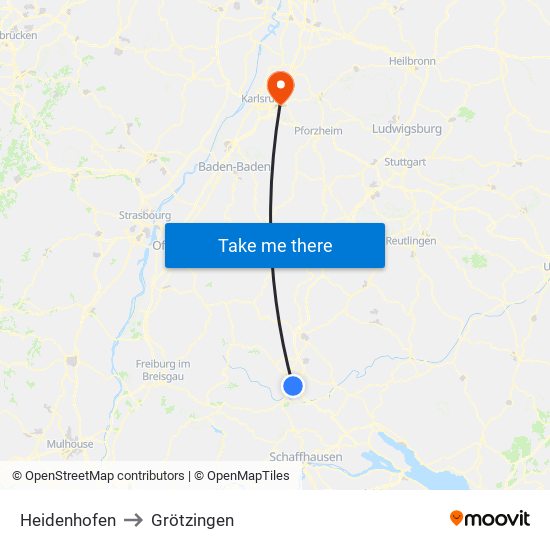 Heidenhofen to Grötzingen map