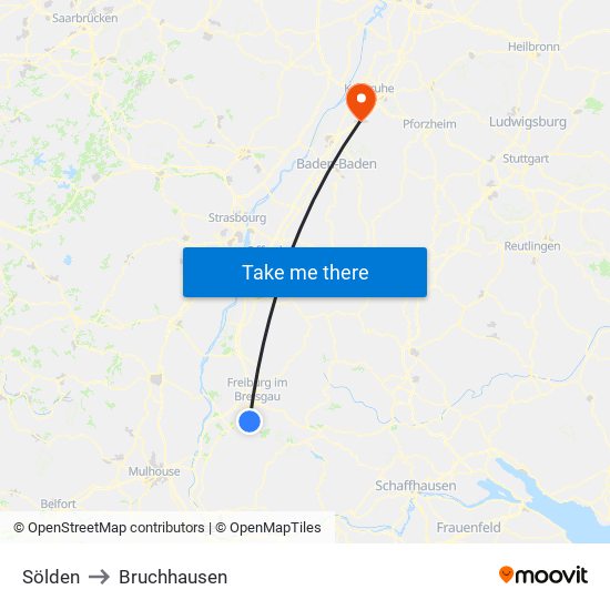 Sölden to Bruchhausen map