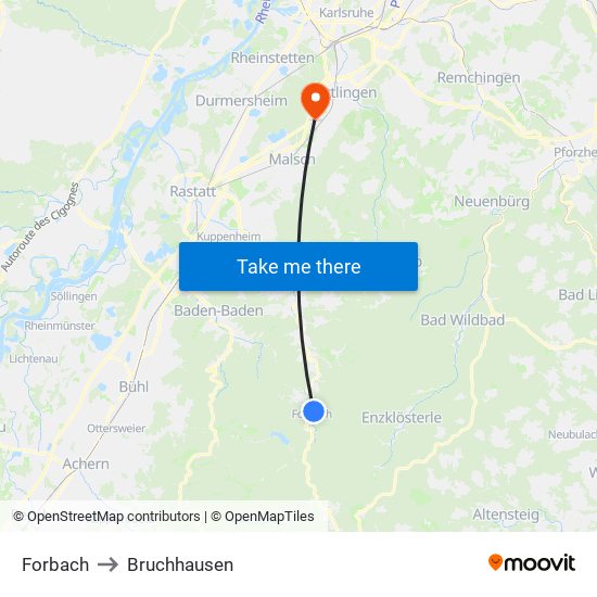 Forbach to Bruchhausen map