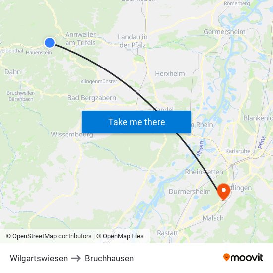 Wilgartswiesen to Bruchhausen map