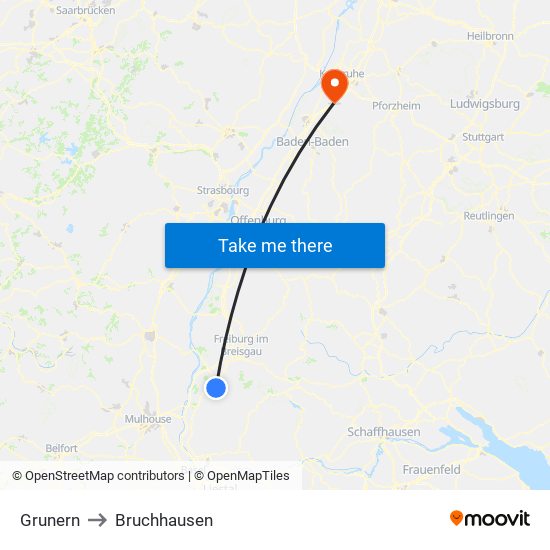 Grunern to Bruchhausen map