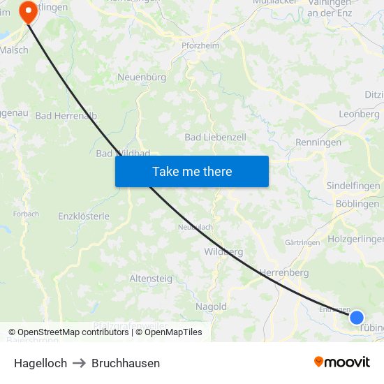 Hagelloch to Bruchhausen map