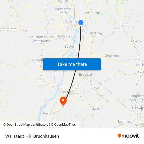 Wallstadt to Bruchhausen map