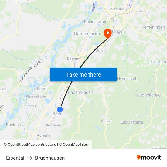 Eisental to Bruchhausen map