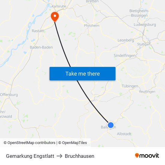 Gemarkung Engstlatt to Bruchhausen map