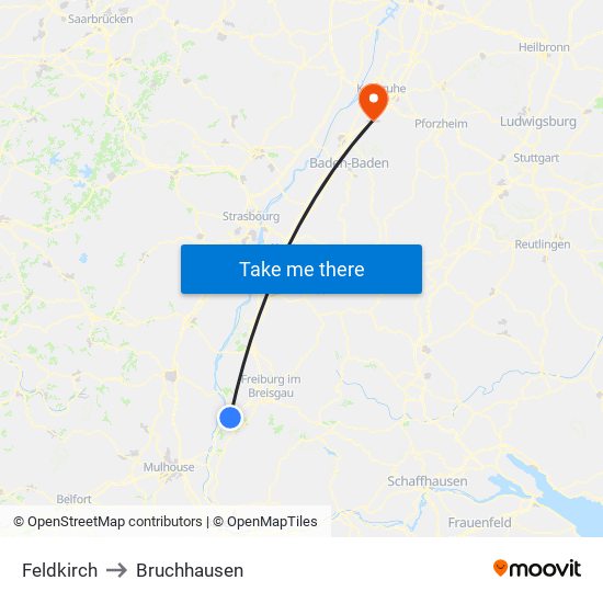 Feldkirch to Bruchhausen map