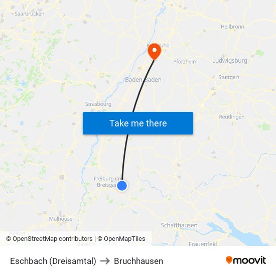Eschbach (Dreisamtal) to Bruchhausen map