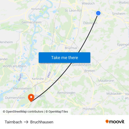 Tairnbach to Bruchhausen map