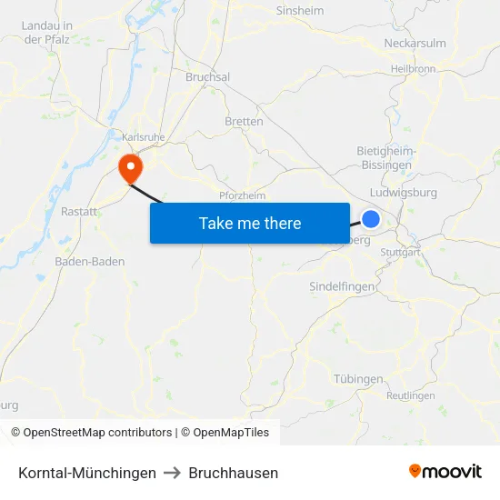 Korntal-Münchingen to Bruchhausen map