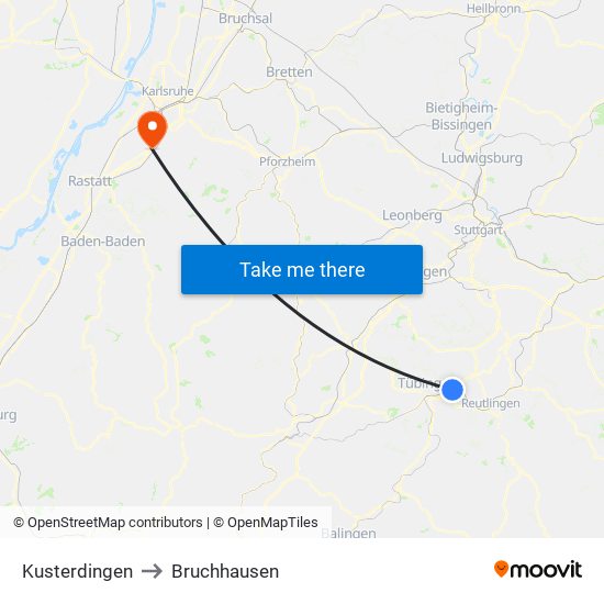 Kusterdingen to Bruchhausen map