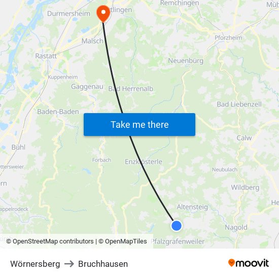 Wörnersberg to Bruchhausen map