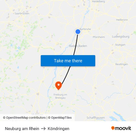 Neuburg am Rhein to Köndringen map