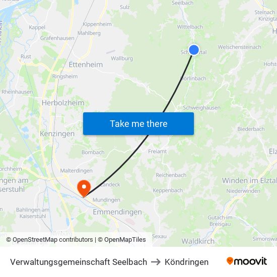 Verwaltungsgemeinschaft Seelbach to Köndringen map