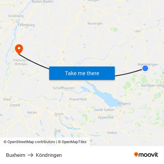 Buxheim to Köndringen map