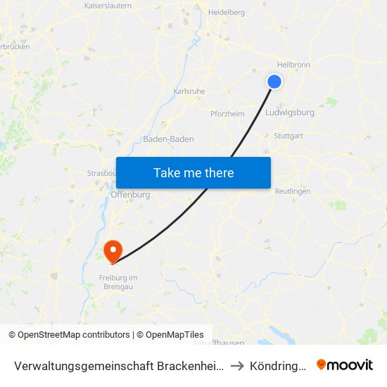 Verwaltungsgemeinschaft Brackenheim to Köndringen map