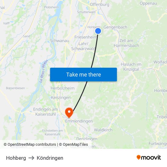 Hohberg to Köndringen map