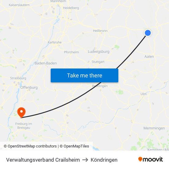 Verwaltungsverband Crailsheim to Köndringen map