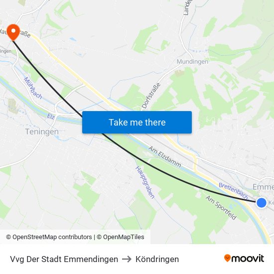 Vvg Der Stadt Emmendingen to Köndringen map