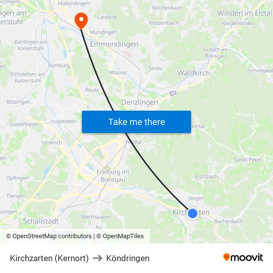 Kirchzarten (Kernort) to Köndringen map