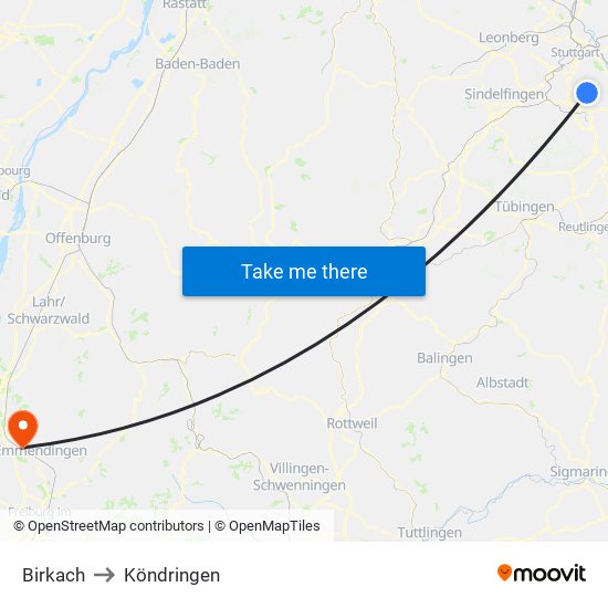 Birkach to Köndringen map