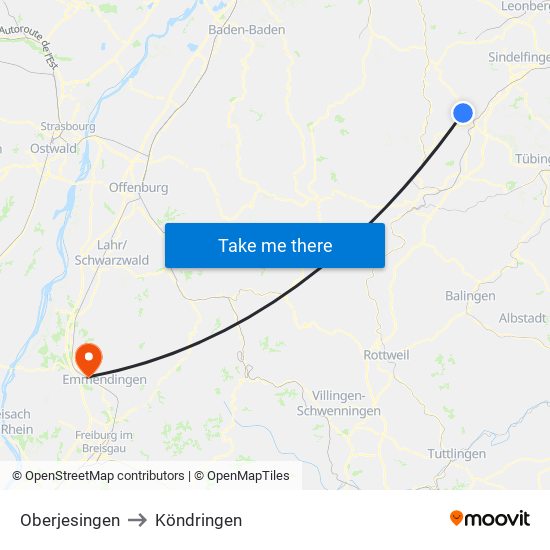 Oberjesingen to Köndringen map