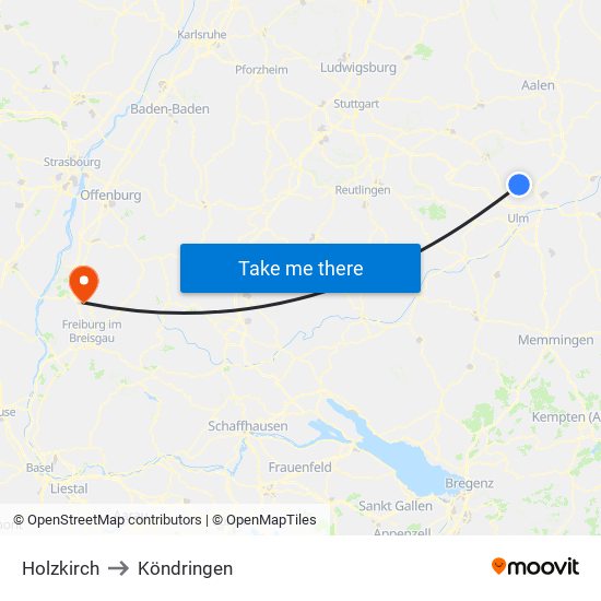 Holzkirch to Köndringen map