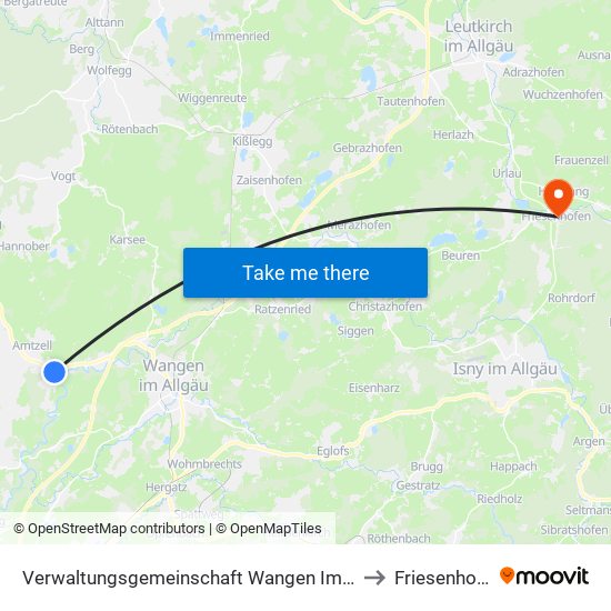 Verwaltungsgemeinschaft Wangen Im Allgäu to Friesenhofen map