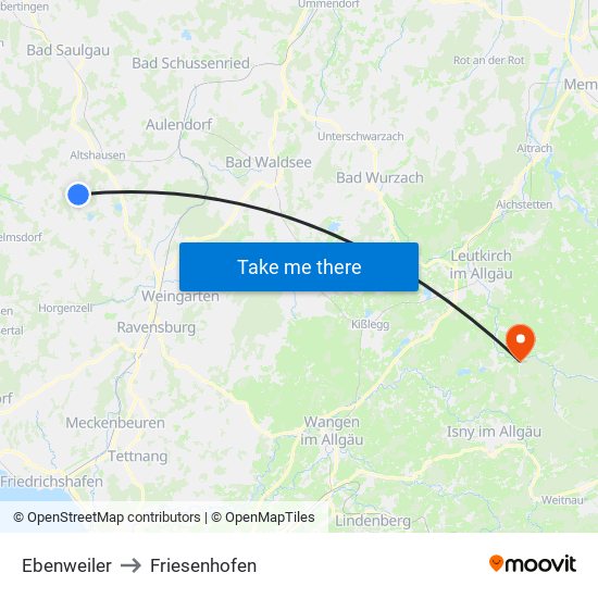 Ebenweiler to Friesenhofen map