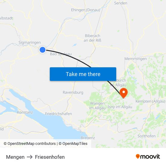 Mengen to Friesenhofen map