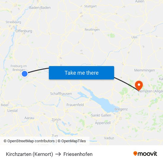 Kirchzarten (Kernort) to Friesenhofen map