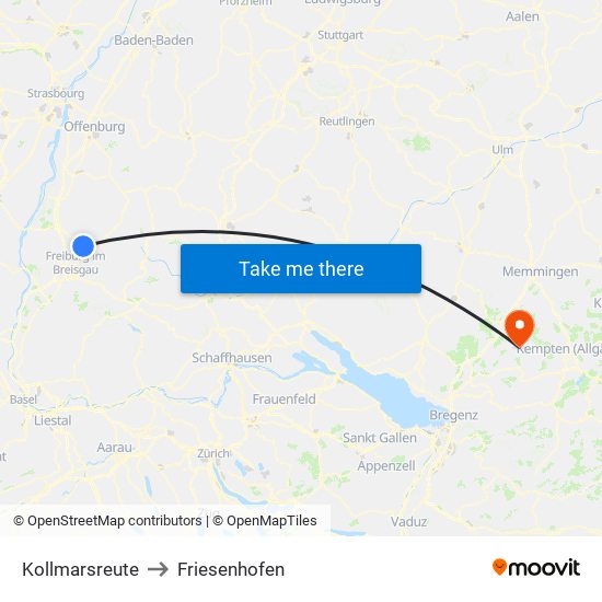 Kollmarsreute to Friesenhofen map