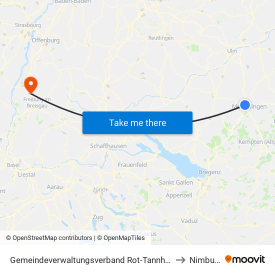 Gemeindeverwaltungsverband Rot-Tannheim to Nimburg map