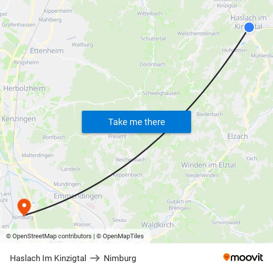 Haslach Im Kinzigtal to Nimburg map
