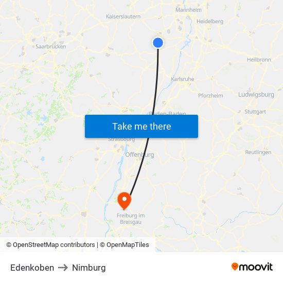 Edenkoben to Nimburg map