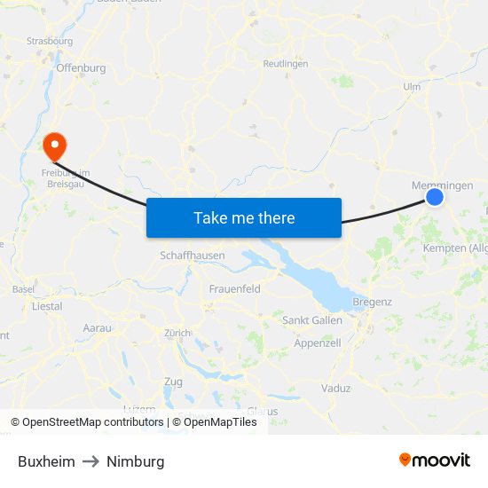 Buxheim to Nimburg map