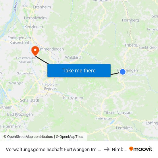 Verwaltungsgemeinschaft Furtwangen Im Schwarzwald to Nimburg map