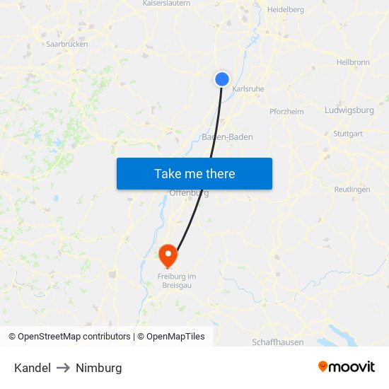 Kandel to Nimburg map