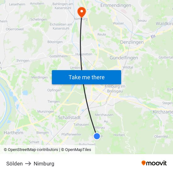 Sölden to Nimburg map