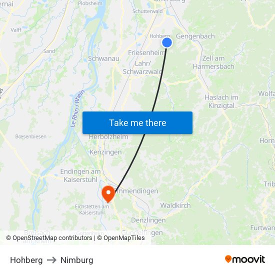 Hohberg to Nimburg map