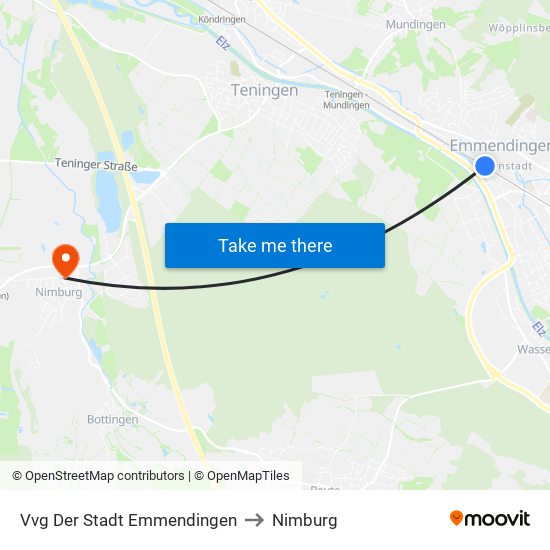 Vvg Der Stadt Emmendingen to Nimburg map