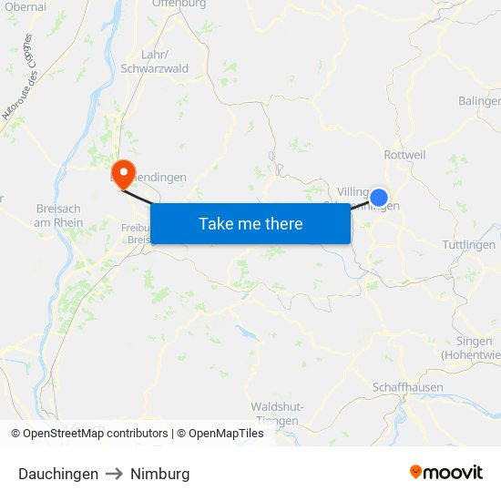 Dauchingen to Nimburg map