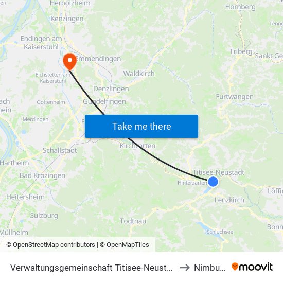 Verwaltungsgemeinschaft Titisee-Neustadt to Nimburg map